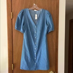 NWT! GAP Blue Denim Button-Down Dress